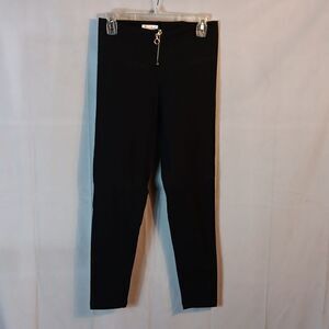 Tissini Front Zipper Black Leggings